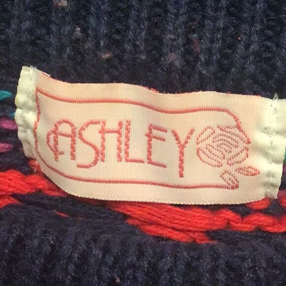 Ashley Colorful Design Stripe Knit Pullover Retro Crew Neck Sweater - Picture 14 of 15